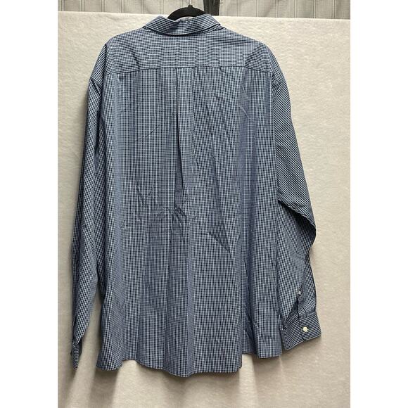 Eddie Bauer Wrinkle Free Shirt Mens 3XL Relaxed Fit Blue Check Travel Office - Picture 2 of 11